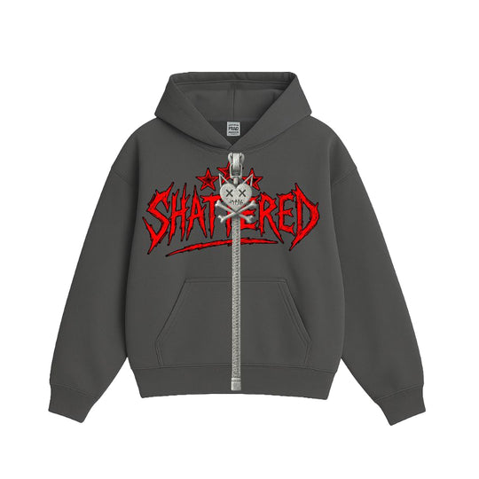 Shattered Hearts Mens Heads Zip Up Hoodie SHGSH25-GRY Gray