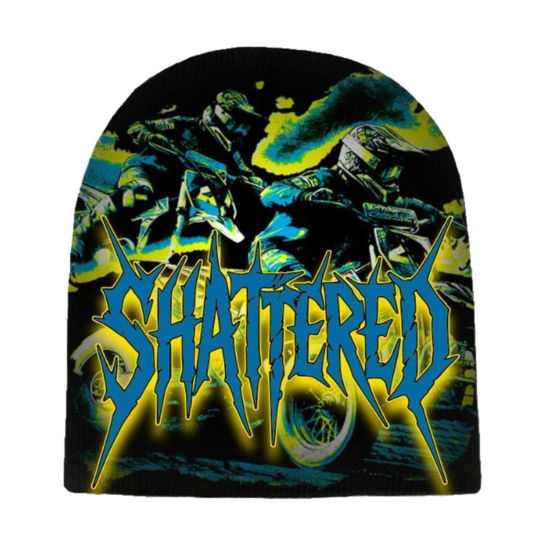 Shattered Hearts Mens Sports Club Beanie Black/ElectricBlue/Lime Green