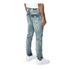 Smoke Rise Mens Vintage Washed Rip & Repair Denim Slim Fit Jeans JP23502 Florence Blue
