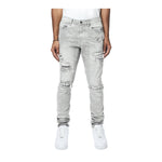 Smoke Rise Mens Lightning Effect Slim Fit Jeans JP23509 Cloud Grey