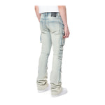 Smoke Rise Mens Utility Multi Cargo Stacked Jeans JP24143 Ombre Blue