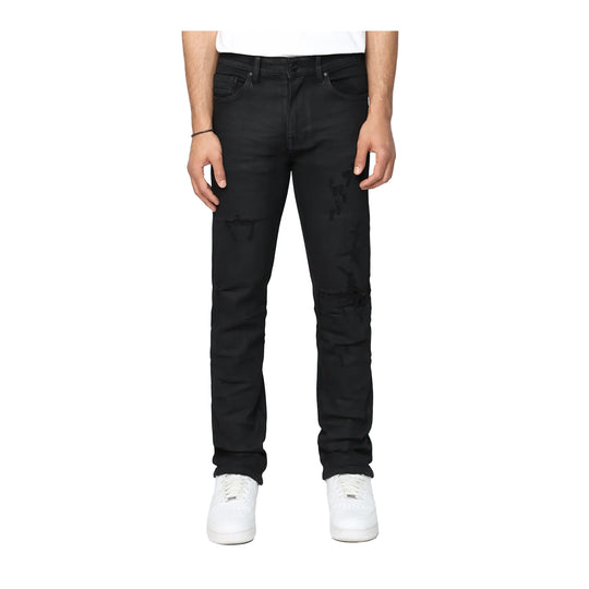 Smoke Rise Mens Heavy Whisker Effect Straight Jeans JP25508-GLBK Glow Black