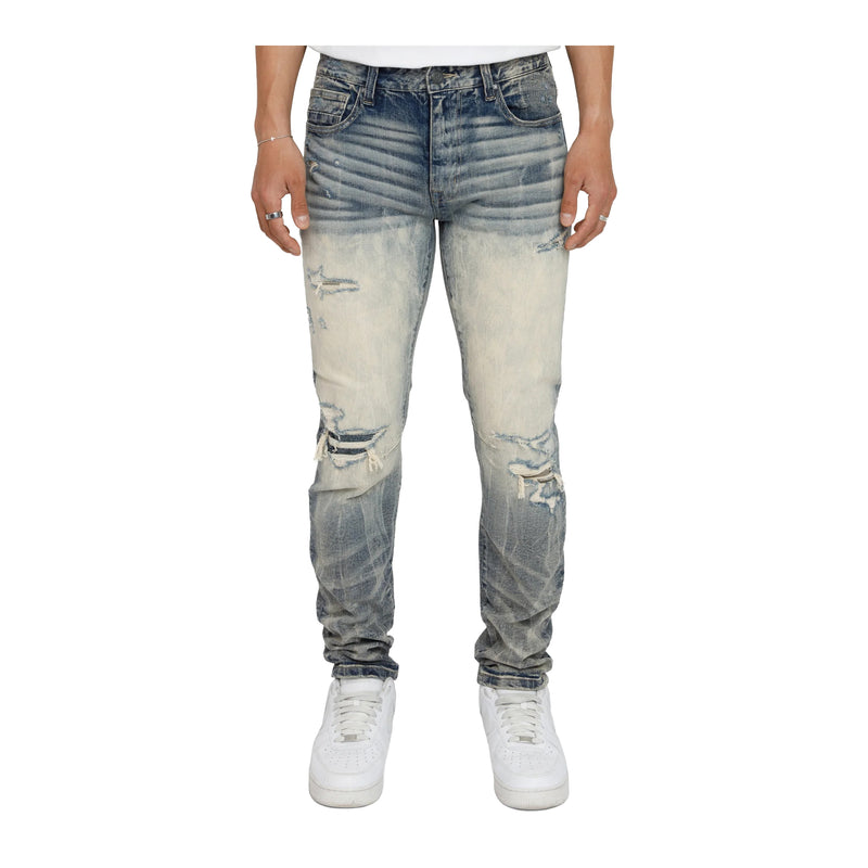 Smoke Rise Mens Vintage Washed Jeans Slim Fit Jeans JP26F203-HEMBL Hemsworth Blue