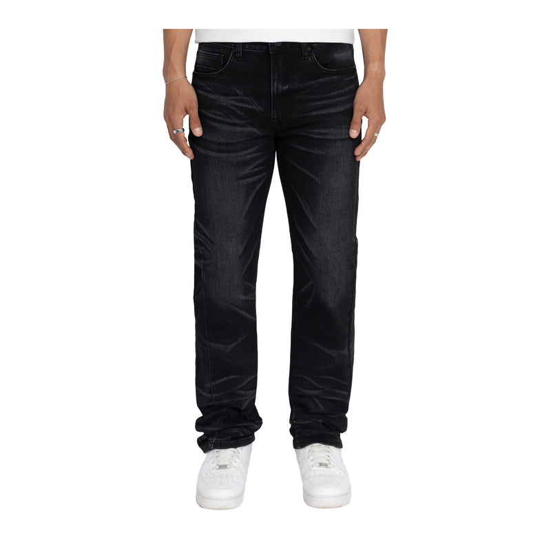 Smoke Rise Mens Essential Vintage Washed Straight Jeans JP26F233-OBSBK Obsidian Black