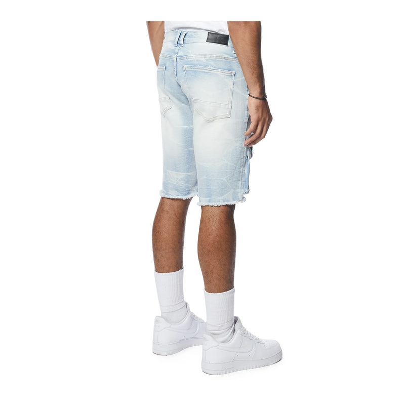 Smoke Rise Mens Rip &Repair Cargo Shorts JS24131 Santorini Blue