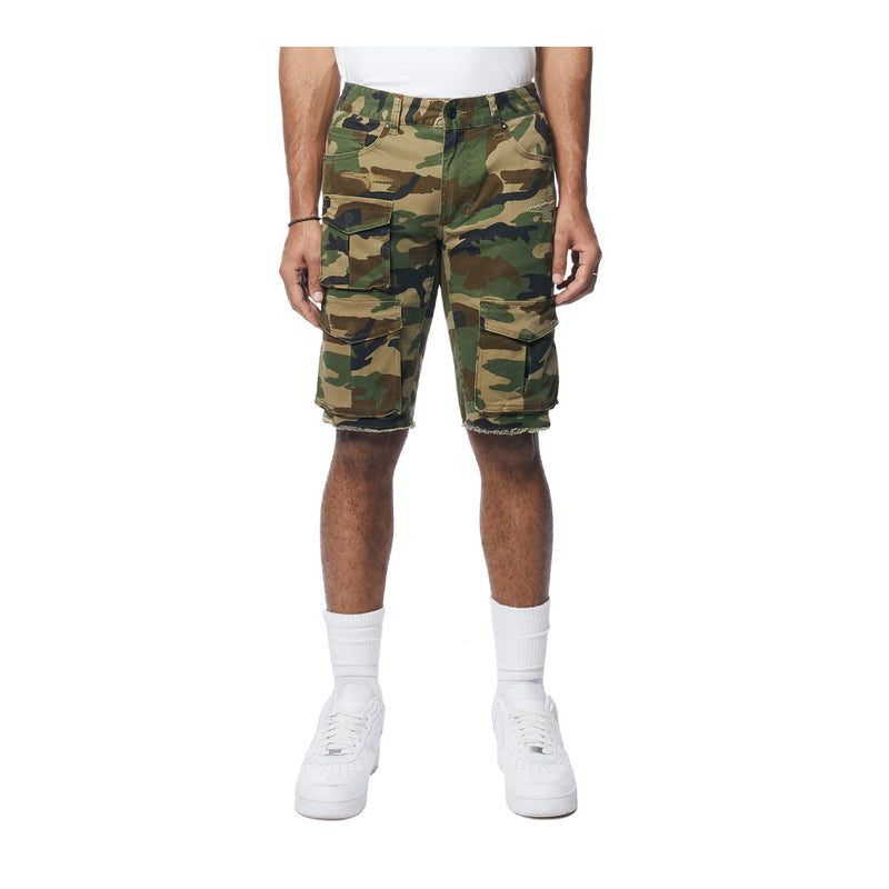 Smoke Rise Mens Twill Multi Cargo Shorts JS24132 Wood Camo