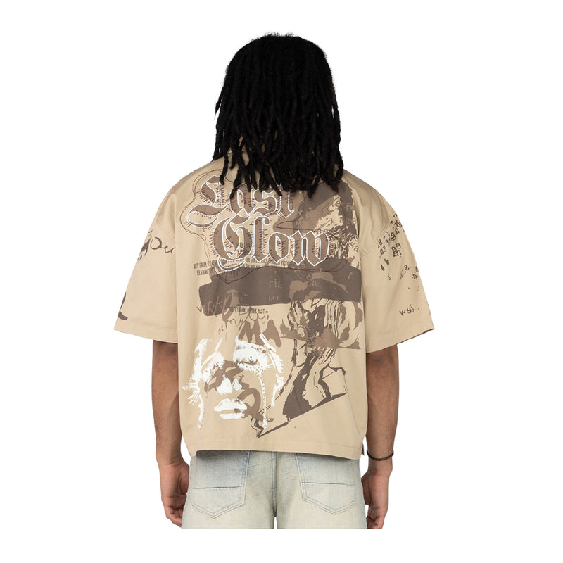 Smoke Rise Mens Oversized Crop P.Twill Button Front Shirt WH25286-Z20 Sesame