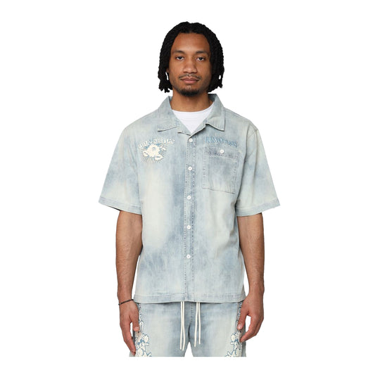 Smoke Rise Mens SS Button Front Shirt WH25294-U94 Elm Blue