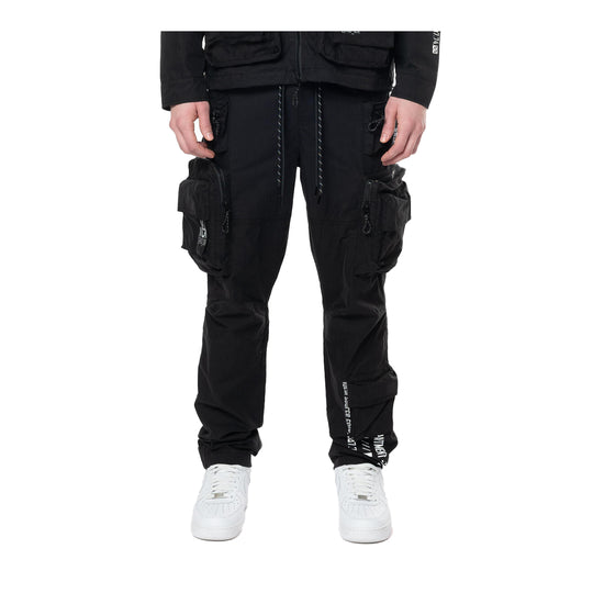 Smoke Rise Mens Utility Windbreaker Cargo Pants WP24582 Black