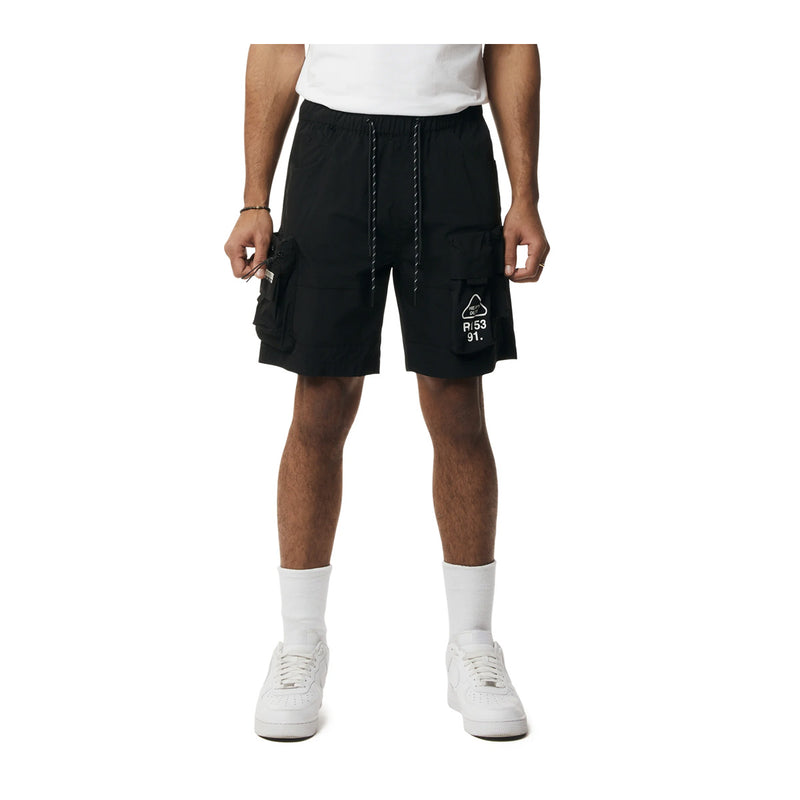 Smoke Rise Mens Utility Nylon Cargo Shorts WS24283 Black