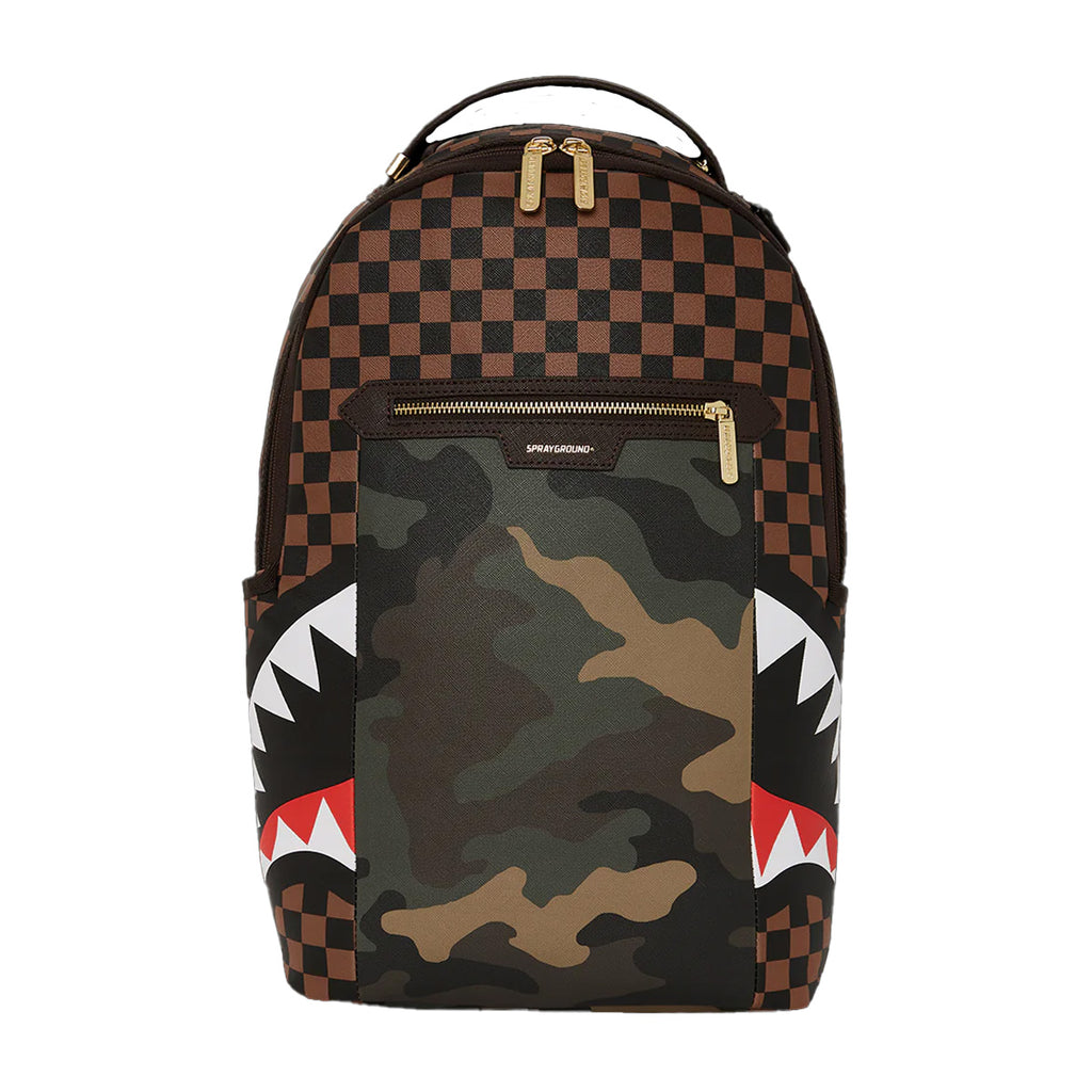 Brown backpack with camo accent details dlxsv 910B5061NSZ