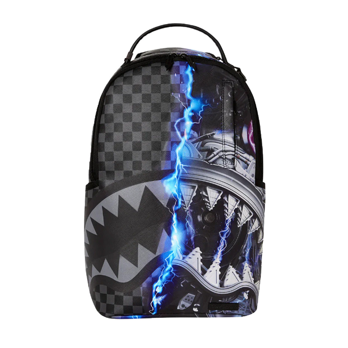 Sprayground Checkered Shark Backpack in Black & Grey