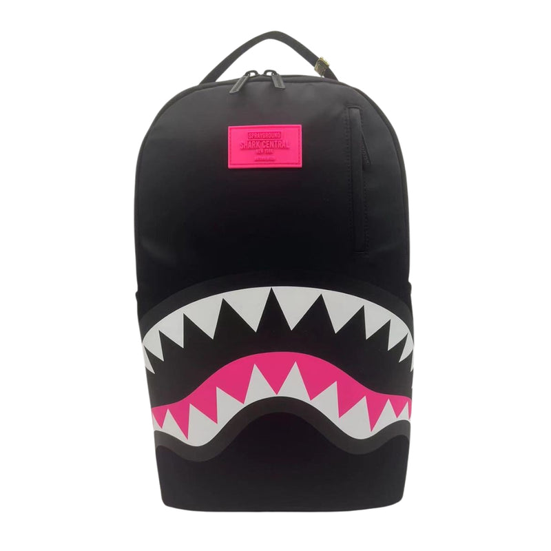 Sprayground Unisex Shark Central Nylon Black Pink Backpack 910B7089NSZ Black/Pink
