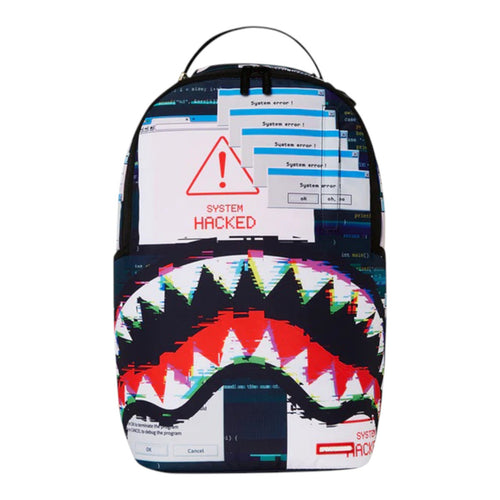 Sprayground Unisex Hacked Shark DLXR Backpack 910B7410NSZ White/Black