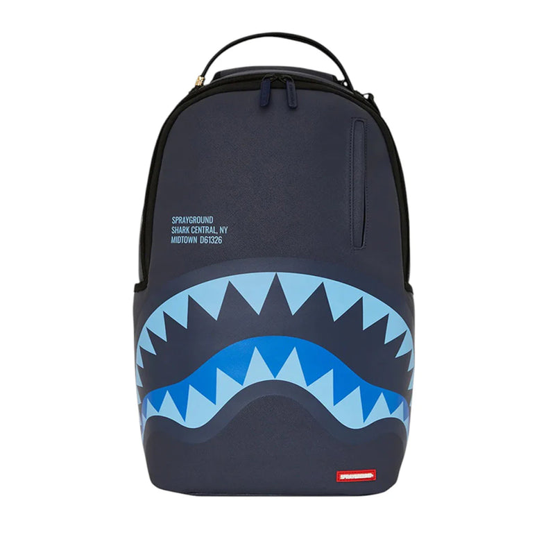 Sprayground Unisex Shark Central Midnight Blue DLXSV Backpack 910B7633NSZ Black/Midnight Blue
