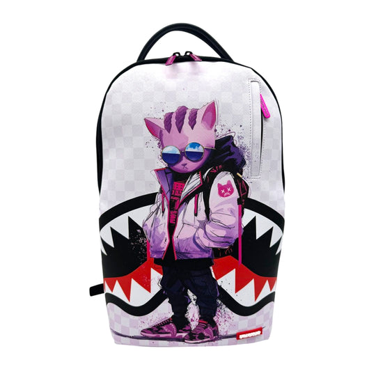 Sprayground Unisex Fashion Kitty Litarr Backpack 910B7757NSZ White/Black