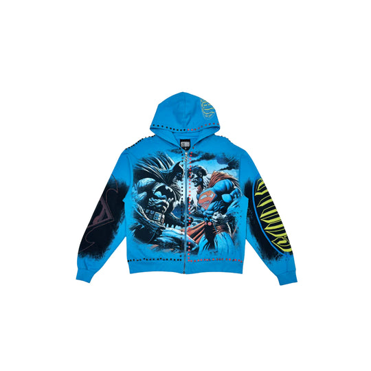 Stray Mens Batman Superman Zip Up Hoodie ST1517-BLW Blue Wave