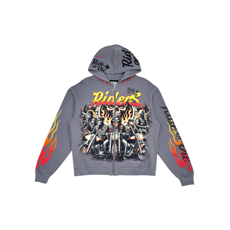 Stray Mens Riders Zip Up Hoodie ST1544-SOG Soil Grey