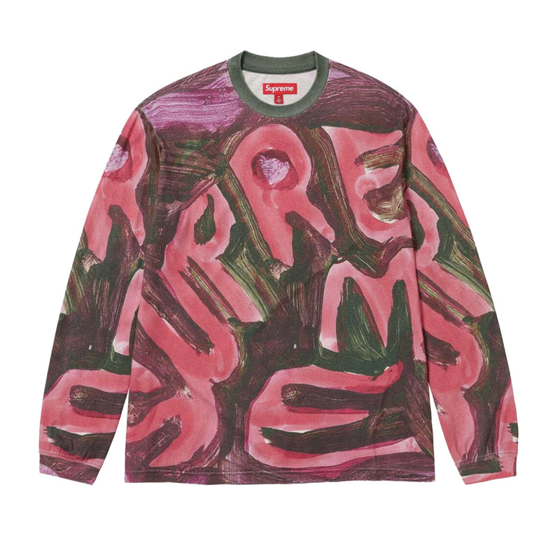 Supreme Mens Paint Long Sleeve Shirt SS24KN55 Burgundy