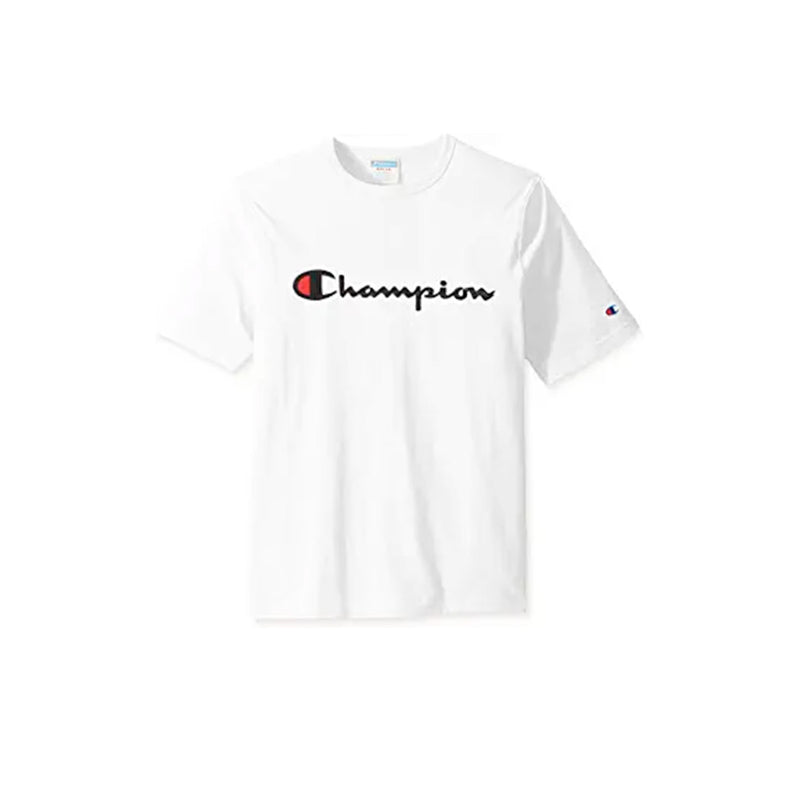 Champion Mens Heritage Elevated Graphics Script Embroidered Crew Neck T-Shirt T1919G549465-WHC White