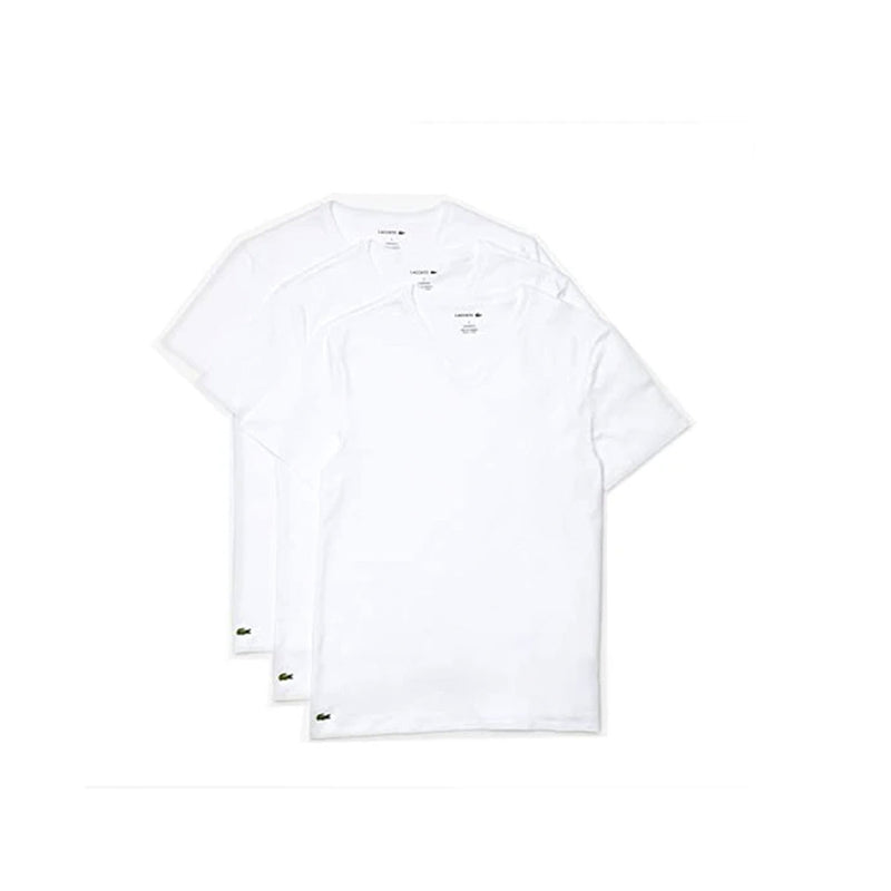 Lacoste Mens 3 Pack V-Neck T-Shirts TH3444-001 White