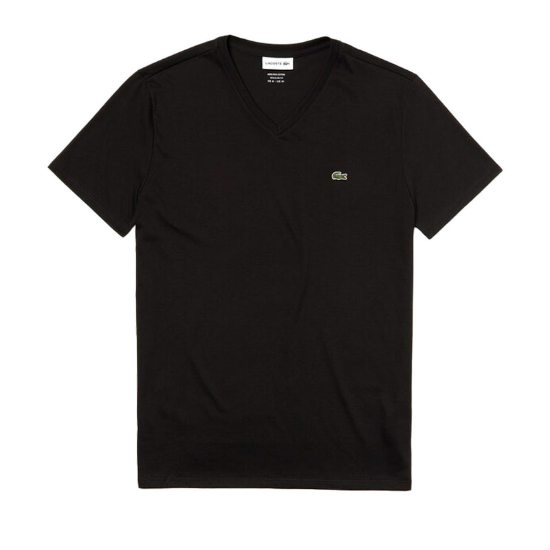 Lacoste Mens Pima Cotton V-Neck T-Shirt TH6710-031 Black