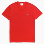 Lacoste Mens Pima Cotton V-Neck T-Shirt TH6710-240 Red