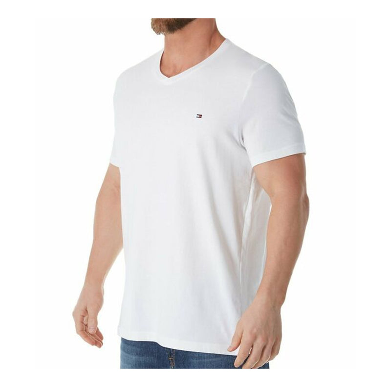 Tommy Hilfiger Mens Core Flag V-Neck T-Shirt 09T3140-100 White