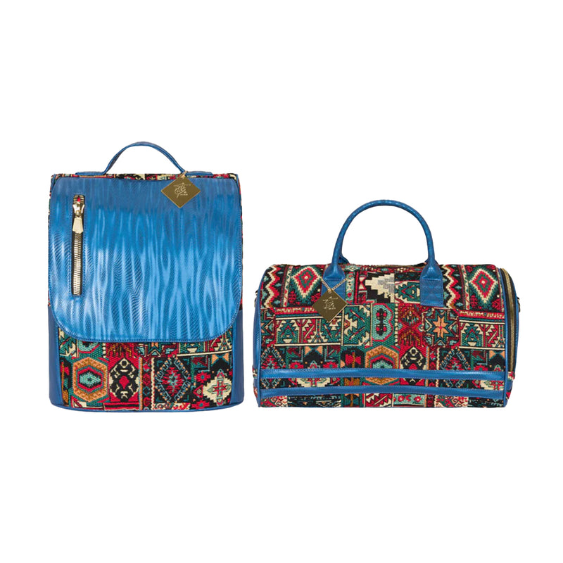 Tote&Carry Unisex Psychedelic Tribal Weekend Travel Sets Duffle Bag & Backpack PC-BLUE-REG-SX Blue