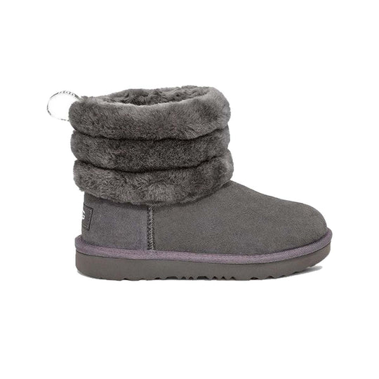 UGG Kids Fluff Mini Quilted Boots 1103612K-CHRC Charcoal