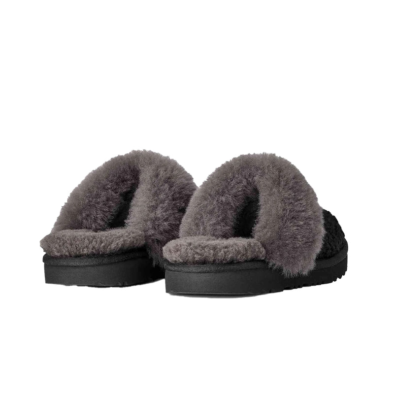 UGG Black Slippers with Knit Detail UGG COZY KNIT BLACK SHEARLING LINED SLIP ON SLIPPERS US 12  main image 4