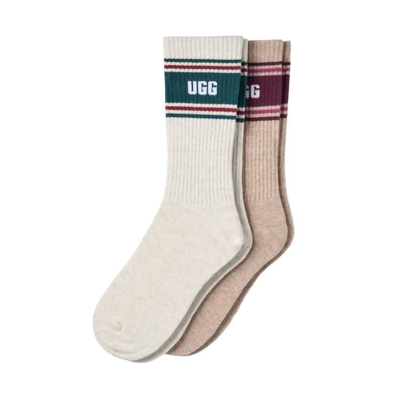 UGG Womens Jedlyn Varsity 2 Pack Crew Socks 1181410-SWTRW Saltwater/Wild Grape