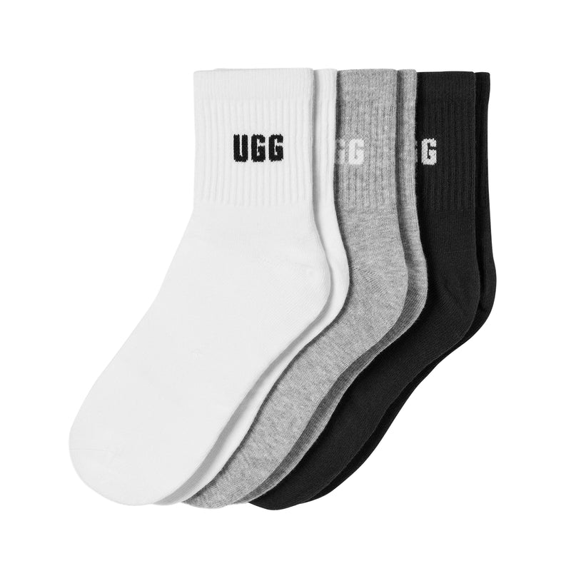 UGG Womens Quinlin Logo Quarter 3 Pack Socks 1181412-NRY Nimbus/Grey Heather/Black