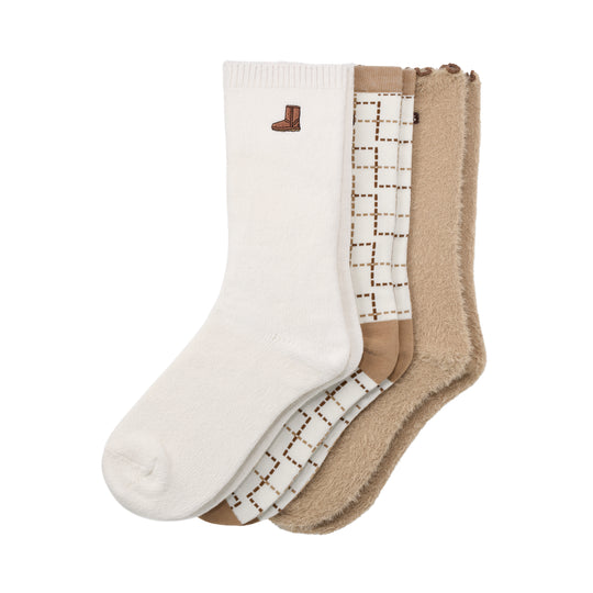UGG Womens Classic 3 Pack Socks 1181414-CCBT Classic Boot/Plaid/Sand