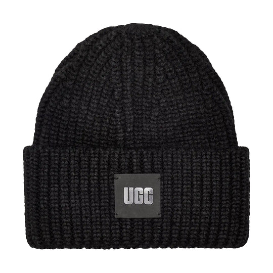 UGG Womens Chunky Rib Logo Beanie 20061-BLK Black