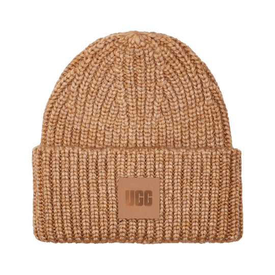 UGG Womens Chunky Rib Logo Beanie 20061-CAM Camel