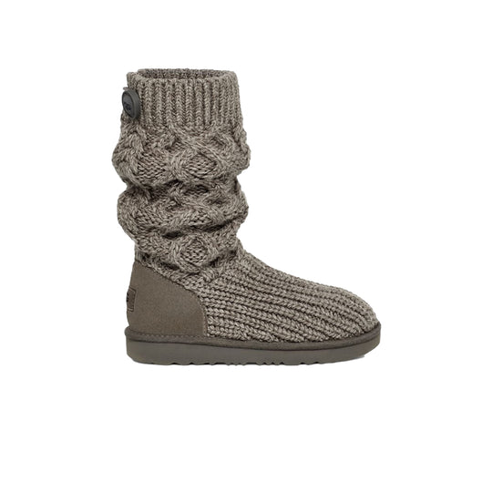 UGG Kids Cardy Knit Tall Sweater 2 Button Boots 5649-GREY Grey