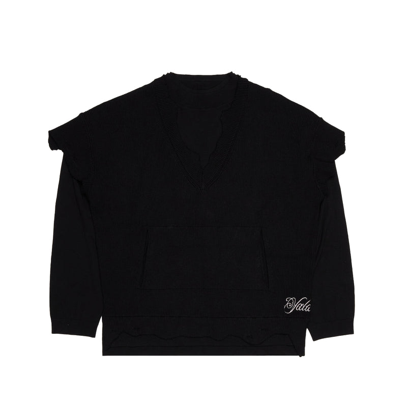 Valabasas Mens What Crew Neck Sweater VLBS-VCN2-1007 Black