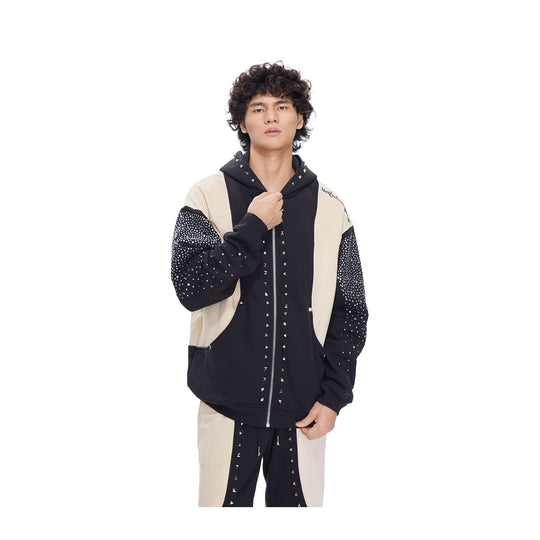 Valabasas Mens Poncho Zip Up Hoodie VLBS-VHD1-1006-BLK Black