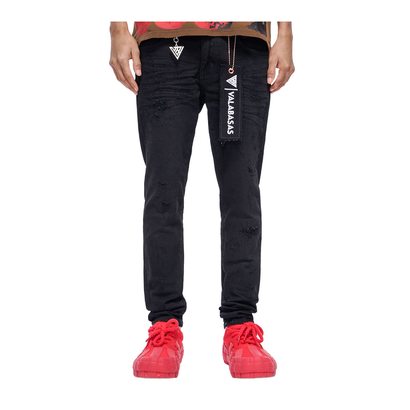 Valabasas Mens Collage Skinny Fit Jeans VLBS-VJ1-1011 Grey Vintage Wash