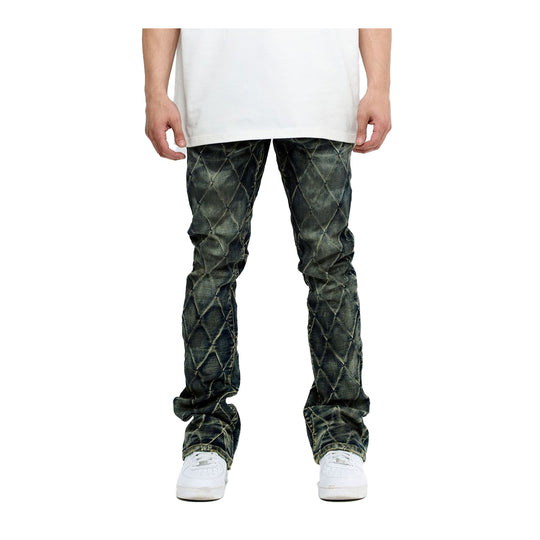 Valabasas Mens Tire Stacked Jeans VLBS-VJ3-1002 Blue Vintage