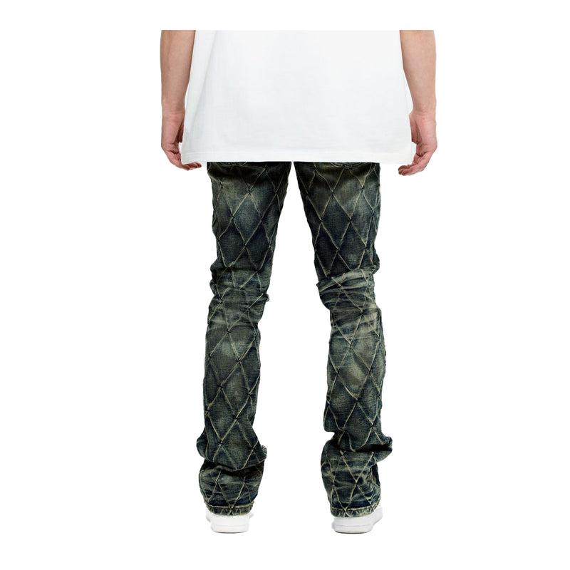 Valabasas Mens Tire Stacked Jeans VLBS-VJ3-1002 Blue Vintage