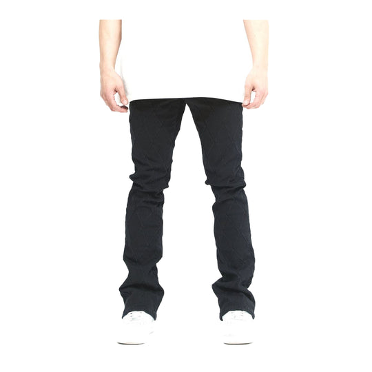 Valabasas Mens Tire Stacked Jeans VLBS-VJ3-1002 Jet Black