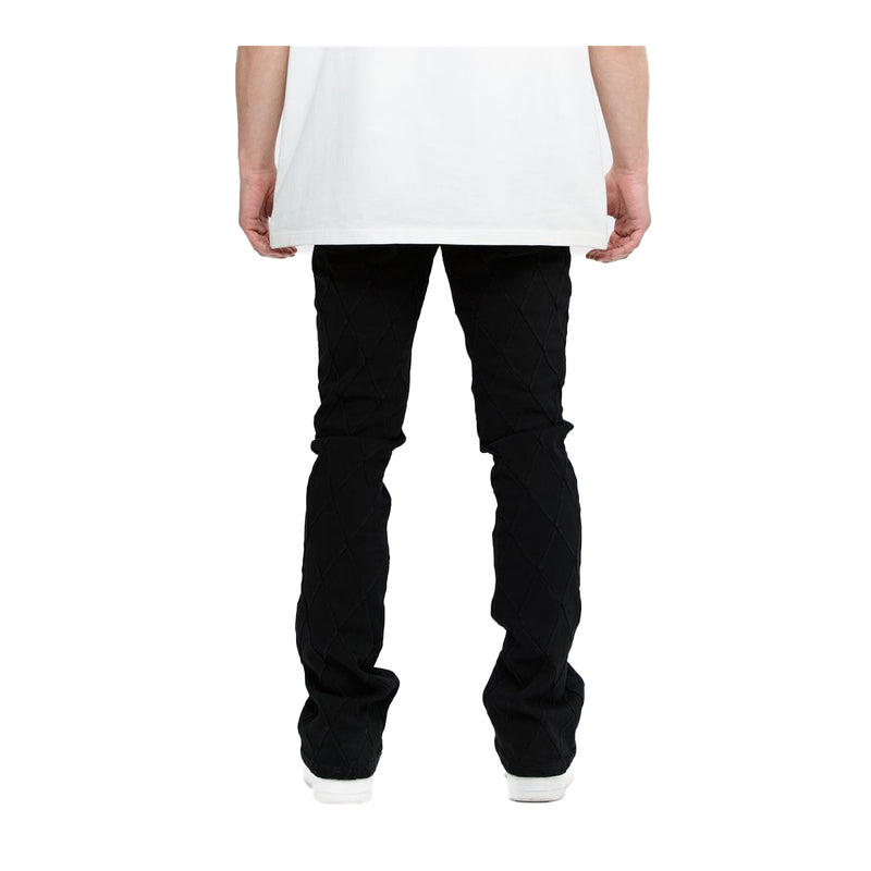 Valabasas Mens Tire Stacked Jeans VLBS-VJ3-1002 Jet Black