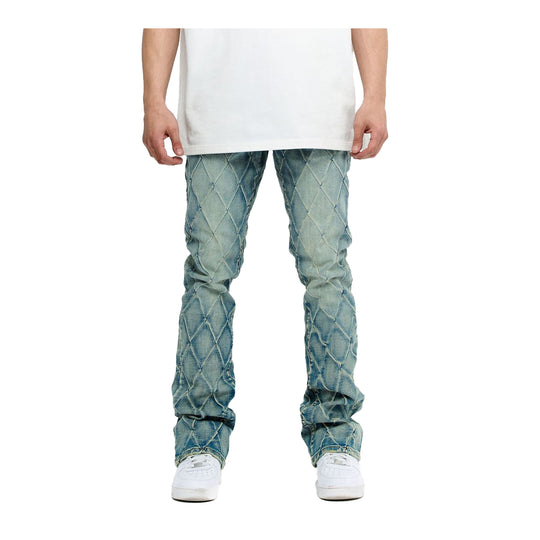 Valabasas Mens Tire Stacked Jeans VLBS-VJ3-1002 Lt. Vintage Blue