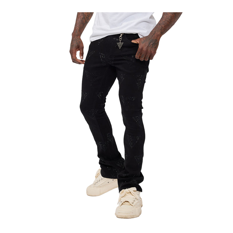 Valabasas Mens Show Stacked Jeans VLBS-VJ3-1032-JTBLK Jet Black
