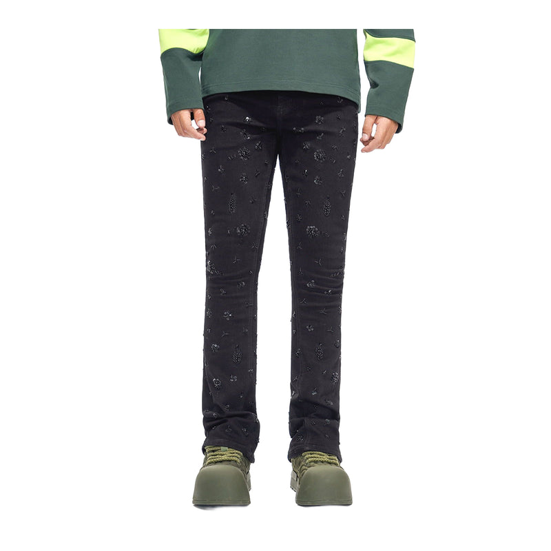 Valabasas Mens Shea Stacked Jeans VLBS-VJ3-1033-JTBLK Jet Black