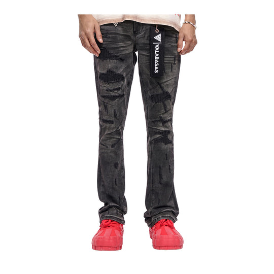 Valabasas Mens Graft Stacked Jeans VLBS-VJ3-1117 Grey Washed