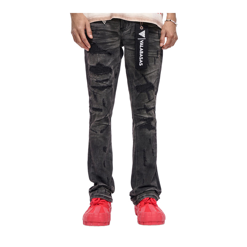 Valabasas Mens Graft Stacked Jeans VLBS-VJ3-1117 Grey Washed
