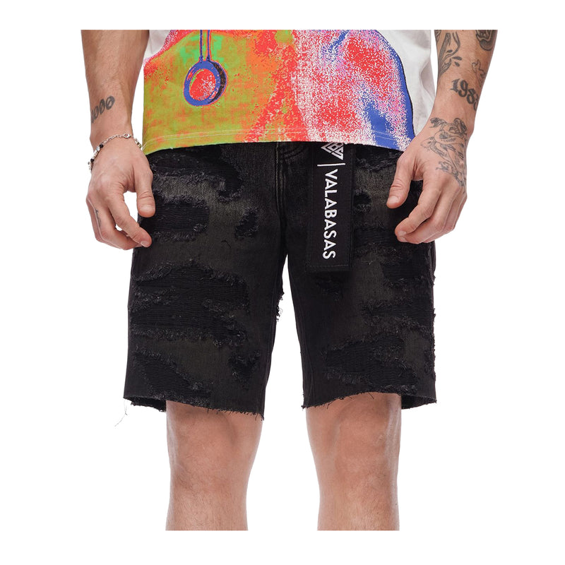 Valabasas Mens Incise Shorts VLBS-VSH1-1009 Grey Wash